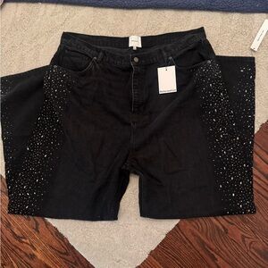 Reformation Black Studded Cary Flare Jeans